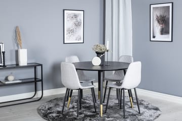 Dipp Matgrupp 115 cm Rund med 4 Polar stolar - Svart/Guld - Möbler - Bord & matgrupp - Matgrupp