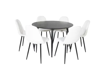 Dipp Matgrupp 115 cm Rund med 6 Polar stolar - Svart - Möbler - Bord & matgrupp - Matgrupp