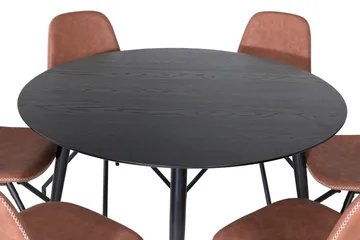 Dipp Matgrupp 115 cm Rund med 6 Polar stolar - Svart - Möbler - Bord & matgrupp - Matgrupp