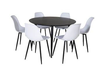 Dipp Matgrupp 115 cm Rund med 6 Polar stolar - Svart - Möbler - Bord & matgrupp - Matgrupp