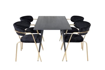 Dipp Matgrupp 120 cm Rund med 4 Arrow stolar - Svart/Guld - Möbler - Bord & matgrupp - Matgrupp