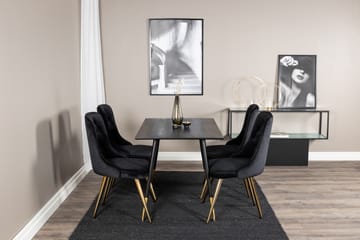 Dipp Matgrupp 120 cm Rund med 4 Velvet Deluxe stolar - Svart/Guld - Möbler - Bord & matgrupp - Matgrupp