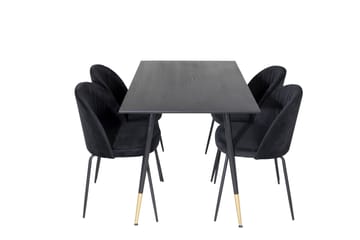 Dipp Matgrupp 120 cm Rund med 4 Wrinkles stolar - Svart/Guld - Möbler - Bord & matgrupp - Matgrupp