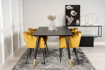 Dipp Matgrupp 180 cm Rektangulär med 4 Limhamn stolar - Svart/Guld - Möbler - Bord & matgrupp - Matgrupp