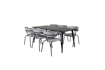 Dipp Matgrupp 180 cm Rektangul�är med 6 Arrow stolar - Svart - Möbler - Bord & matgrupp - Matgrupp