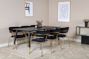 Dipp Matgrupp 180 cm Rektangulär med 6 Arrow stolar - Svart/Guld - Möbler - Bord & matgrupp - Matgrupp