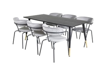 Dipp Matgrupp 180 cm Rektangulär med 6 Arrow stolar - Svart/Guld - Möbler - Bord & matgrupp - Matgrupp