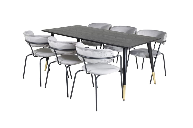 Dipp Matgrupp 180 cm Rektangulär med 6 Arrow stolar - Svart/Guld - Möbler - Bord & matgrupp - Matgrupp