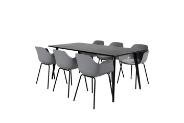 Dipp Matgrupp 180 cm Rektangulär med 6 Comfort stolar - Svart - Möbler - Bord & matgrupp - Matgrupp