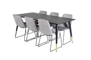 Dipp Matgrupp 180 cm Rektangulär med 6 Muce stolar - Svart/Guld - Möbler - Bord & matgrupp - Matgrupp