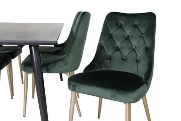 Dipp Matgrupp 180 cm Rektangulär med 6 Velvet Deluxe stolar - Svart/Guld - Möbler - Bord & matgrupp - Matgrupp