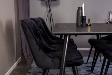 Dipp Matgrupp 180 cm Rektangulär med 6 Velvet Deluxe stolar - Svart/Guld - Möbler - Bord & matgrupp - Matgrupp