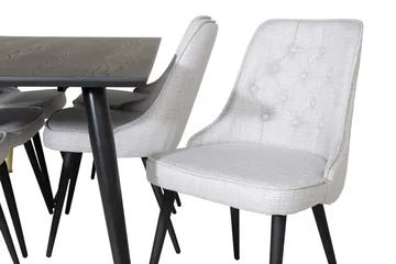 Dipp Matgrupp 180 cm Rektangulär med 6 Velvet Deluxe stolar - Svart/Guld - Möbler - Bord & matgrupp - Matgrupp