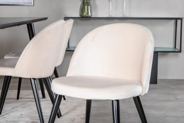 Dipp Matgrupp 180 cm Rektangulär med 6 Velvet stolar - Beige - Möbler - Bord & matgrupp - Matgrupp