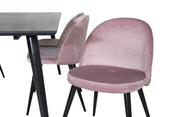 Dipp Matgrupp 180 cm Rektangulär med 6 Velvet stolar - Svart - Möbler - Bord & matgrupp - Matgrupp