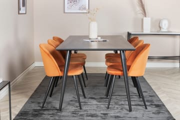 Dipp Matgrupp 180 cm Rektangulär med 6 Velvet stolar - Svart - Möbler - Bord & matgrupp - Matgrupp