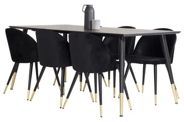 Dipp Matgrupp 180 cm Rektangulär med 6 Velvet stolar - Möbler - Bord & matgrupp - Matgrupp