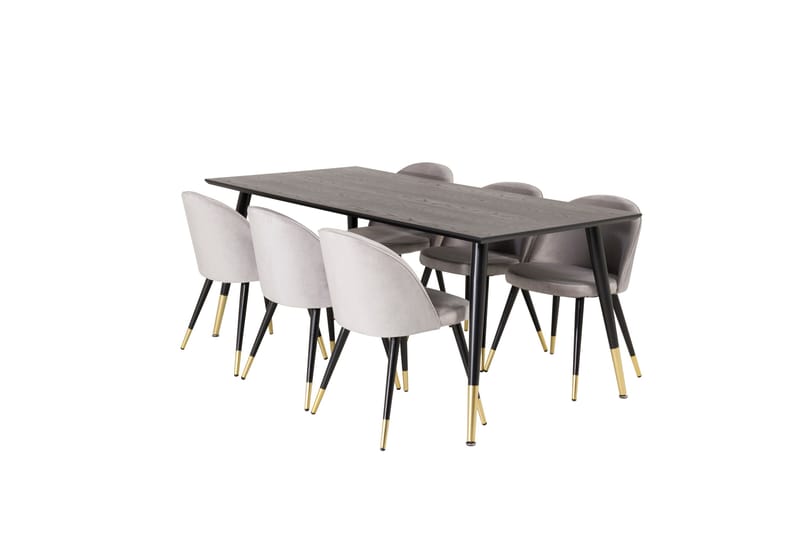 Dipp Matgrupp 180 cm Rektangulär med 6 Velvet stolar - Möbler - Bord & matgrupp - Matgrupp
