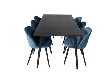 Dipp Matgrupp 180 cm Rektangulär med 6 Velvet stolar - Möbler - Bord & matgrupp - Matgrupp