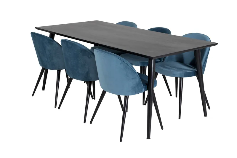 Dipp Matgrupp 180 cm Rektangulär med 6 Velvet stolar - Möbler - Bord & matgrupp - Matgrupp