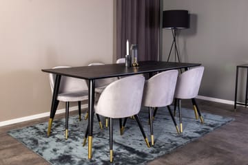Dipp Matgrupp 180 cm Rektangulär med 6 Velvet stolar - Möbler - Bord & matgrupp - Matgrupp