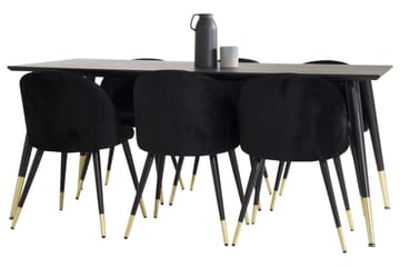 Dipp Matgrupp 180 cm Rektangulär med 6 Velvet stolar - Möbler - Bord & matgrupp - Matgrupp
