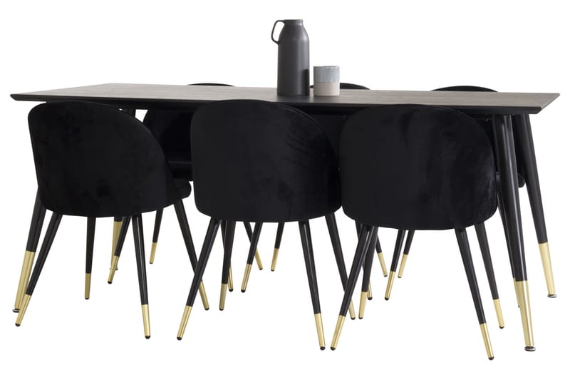 Dipp Matgrupp 180 cm Rektangulär med 6 Velvet stolar - Möbler - Bord & matgrupp - Matgrupp