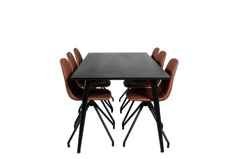 Dipp Matgrupp 180 cm Rektangulär med 6 Polar stolar, Svart