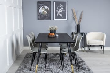 Dipp Matgrupp 180 cm Rektangulär med 6 Polar stolar - Svart/Guld - Möbler - Bord & matgrupp - Matgrupp