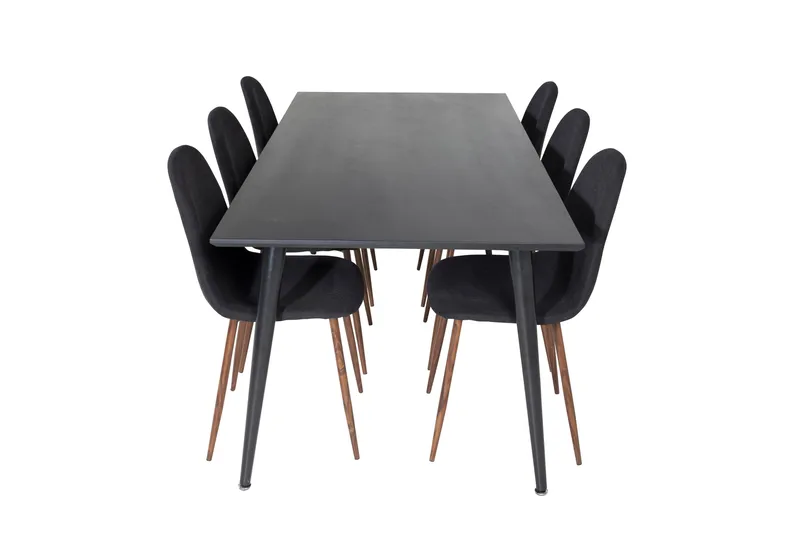 Dipp Matgrupp 180 cm Rektangulär med 6 Polar stolar, Svart