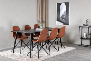 Dipp Matgrupp 180 cm Rektangulär med 6 Polar stolar - Svart - Möbler - Bord & matgrupp - Matgrupp