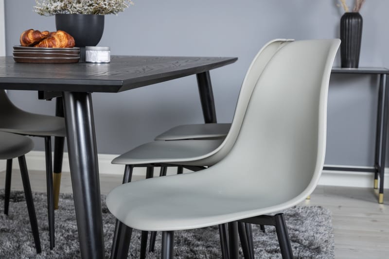 Dipp Matgrupp 180 cm Rektangulär med 6 Polar stolar - Svart/Guld - Möbler - Bord & matgrupp - Matgrupp