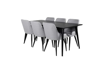 Dipp Matgrupp 180 cm Rektangulär med 6 Plaza stolar - Svart - Möbler - Bord & matgrupp - Matgrupp