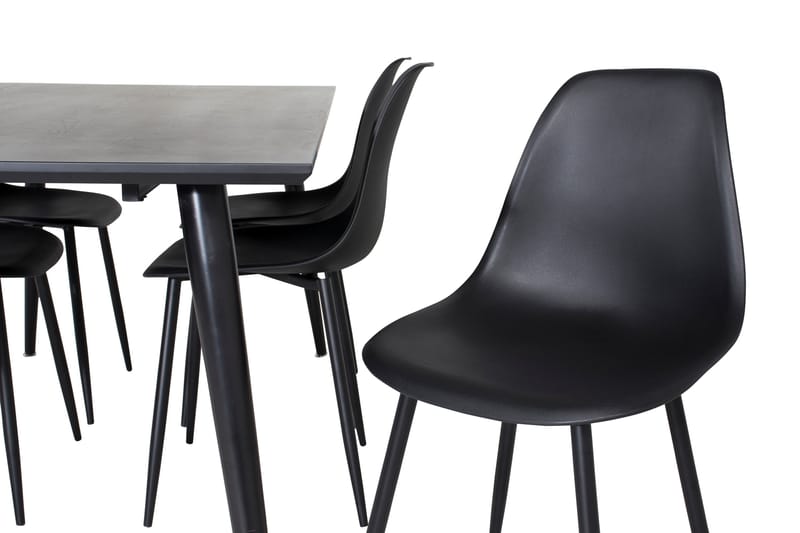 Dipp Matgrupp 180 cm Rektangulär med 6 Polar stolar - Svart - Möbler - Bord & matgrupp - Matgrupp