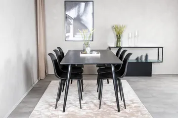 Dipp Matgrupp 180 cm Rektangulär med 6 Polar stolar - Svart - Möbler - Bord & matgrupp - Matgrupp