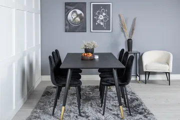 Dipp Matgrupp 180 cm Rektangulär med 6 Polar stolar - Svart/Guld - Möbler - Bord & matgrupp - Matgrupp