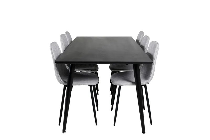 Dipp Matgrupp 180 cm Rektangulär med 6 Polar stolar, Svart