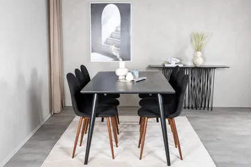 Dipp Matgrupp 180 cm Rektangulär med 6 Polar stolar - Svart - Möbler - Bord & matgrupp - Matgrupp