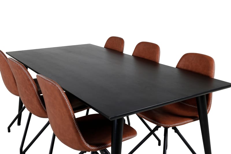 Dipp Matgrupp 180 cm Rektangulär med 6 Polar stolar - Svart - Möbler - Bord & matgrupp - Matgrupp