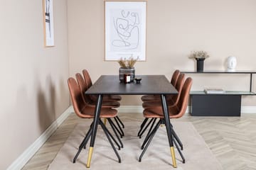 Dipp Matgrupp 180 cm Rektangulär med 6 Polar stolar - Svart - Möbler - Bord & matgrupp - Matgrupp