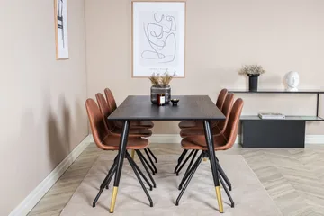 Dipp Matgrupp 180 cm Rektangulär med 6 Polar stolar - Svart - Möbler - Bord & matgrupp - Matgrupp