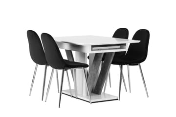 Disa Matgrupp 120 cm Rektangulär med 4 Polar stolar - Svart - Möbler - Bord & matgrupp - Matgrupp