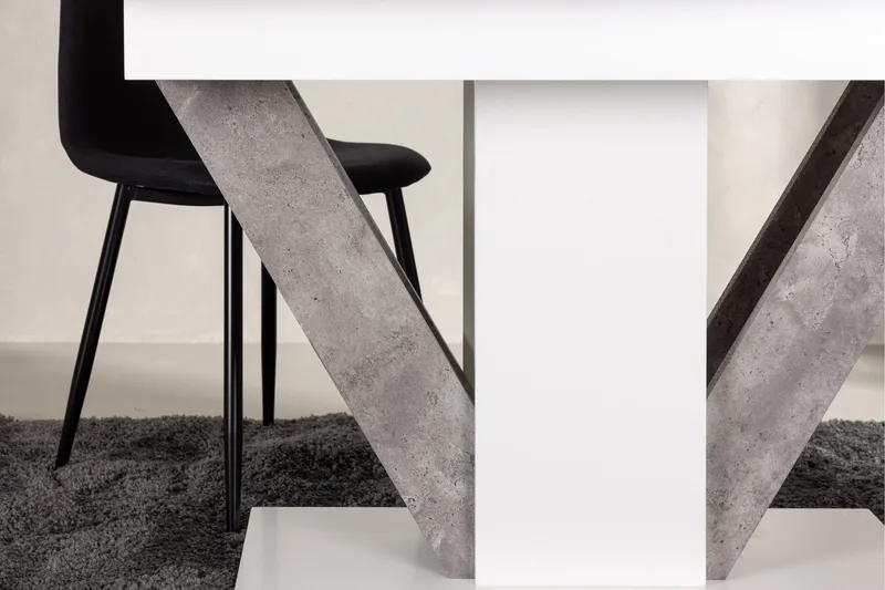 Disa Utdragbart Rektangulärt Matbord 120–160 cm med Betongutseende - Vit - Möbler - Bord & matgrupp - Matbord & köksbord
