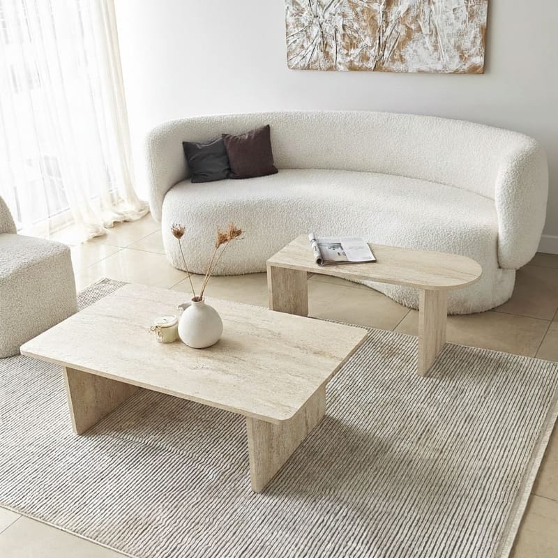 Djarhint Soffbordsset 82 cm - Brons/Travertin - Möbler - Bord & matgrupp - Marmorbord