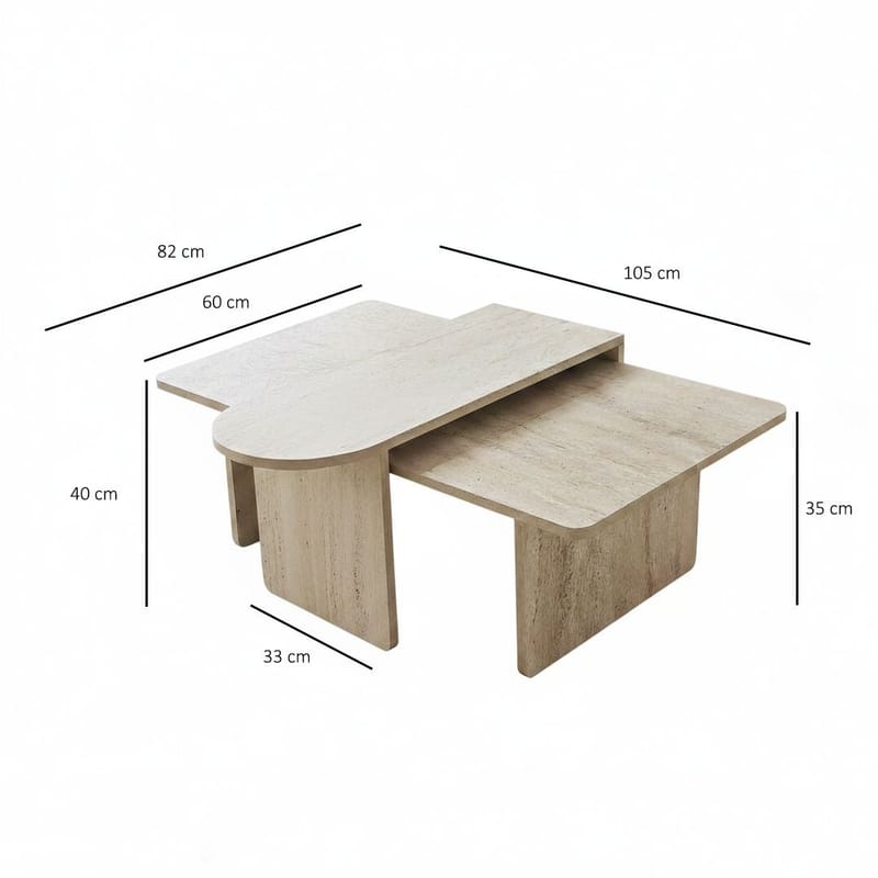 Djarhint Soffbordsset 82 cm - Brons/Travertin - Möbler - Bord & matgrupp - Marmorbord