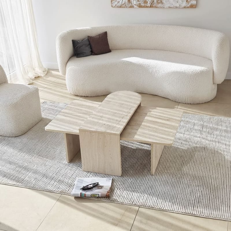 Djarhint Soffbordsset 82 cm - Brons/Travertin - Möbler - Bord & matgrupp - Marmorbord
