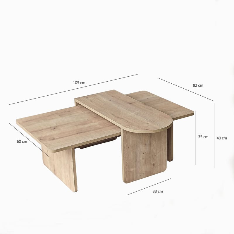 Djarhint Soffbordsset 82 cm - Bronze och Sapphire Oak - Möbler - Bord & matgrupp - Soffbord