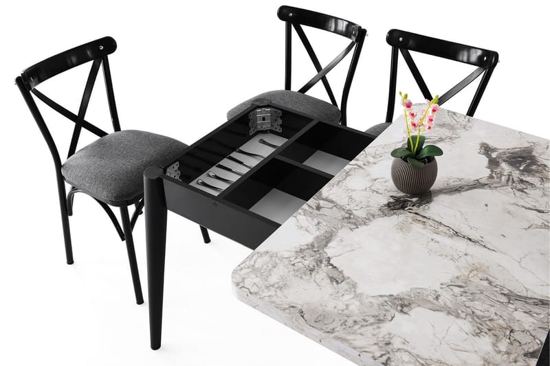 Dolcer Matbord 100 cm Rektangulär - Vit marmor - Möbler - Bord & matgrupp - Matbord & köksbord