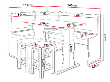 Drosbacken 7-sits Matgrupp för kök - Brun med ljusgrå klädsel - Möbler - Bord & matgrupp - Matgrupp