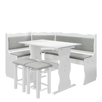Drosbacken 7-sits Matgrupp för kök - Vit med ljusgrå klädsel - Möbler - Bord & matgrupp - Matgrupp